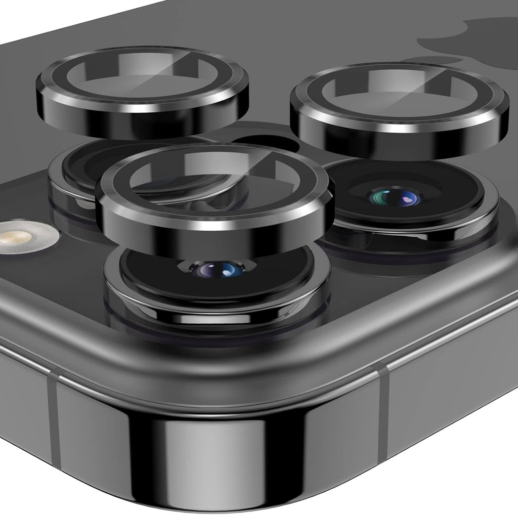 YWXTW Designed for iPhone 14 Pro Max Camera Lens Protector, for iPhone 14 Pro Camera Lens Protector, Individual Metal Anti Scratch HD Clear Case Friendly Tempered Glass Camera Cover, 1 Set (Graphite/Black)