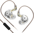keephifi KZ EDX Pro in Ear Monitors with Microphone KZ IEM Earphones Dual DD HiFi Stereo Sound Wired Earphones Noise Cancelling Earbuds for Musicians Singer Audiophiles (White, with Mic)