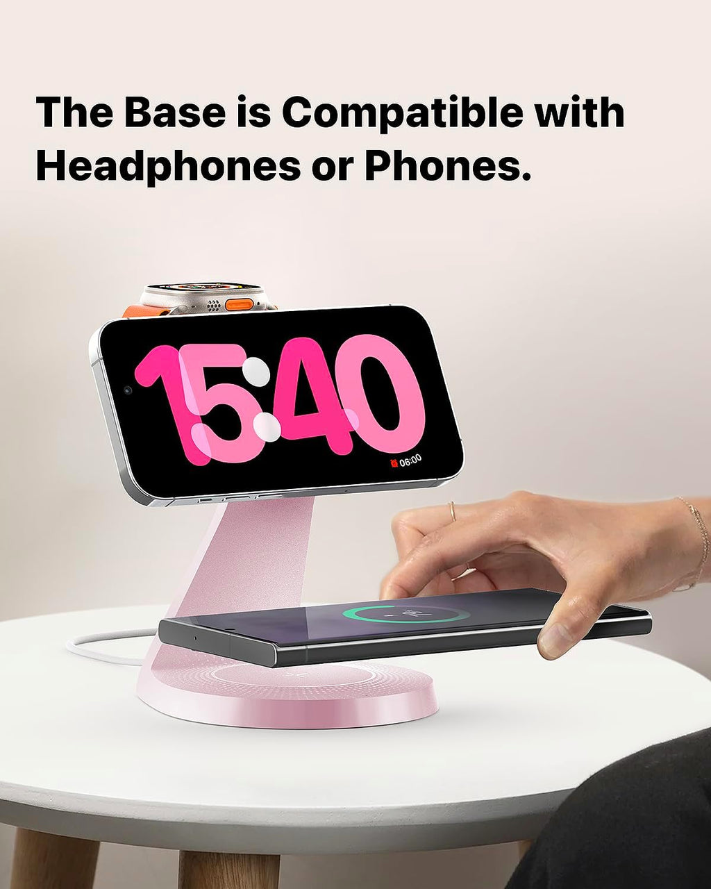 3 in 1 Charging Station for Apple Devices, Mag-Safe Charger Stand Fast Charging, Wireless Charger for iPhone 16/15/14/13/12 Series, & AirPods, & iWatch (USB-C Charger Included)