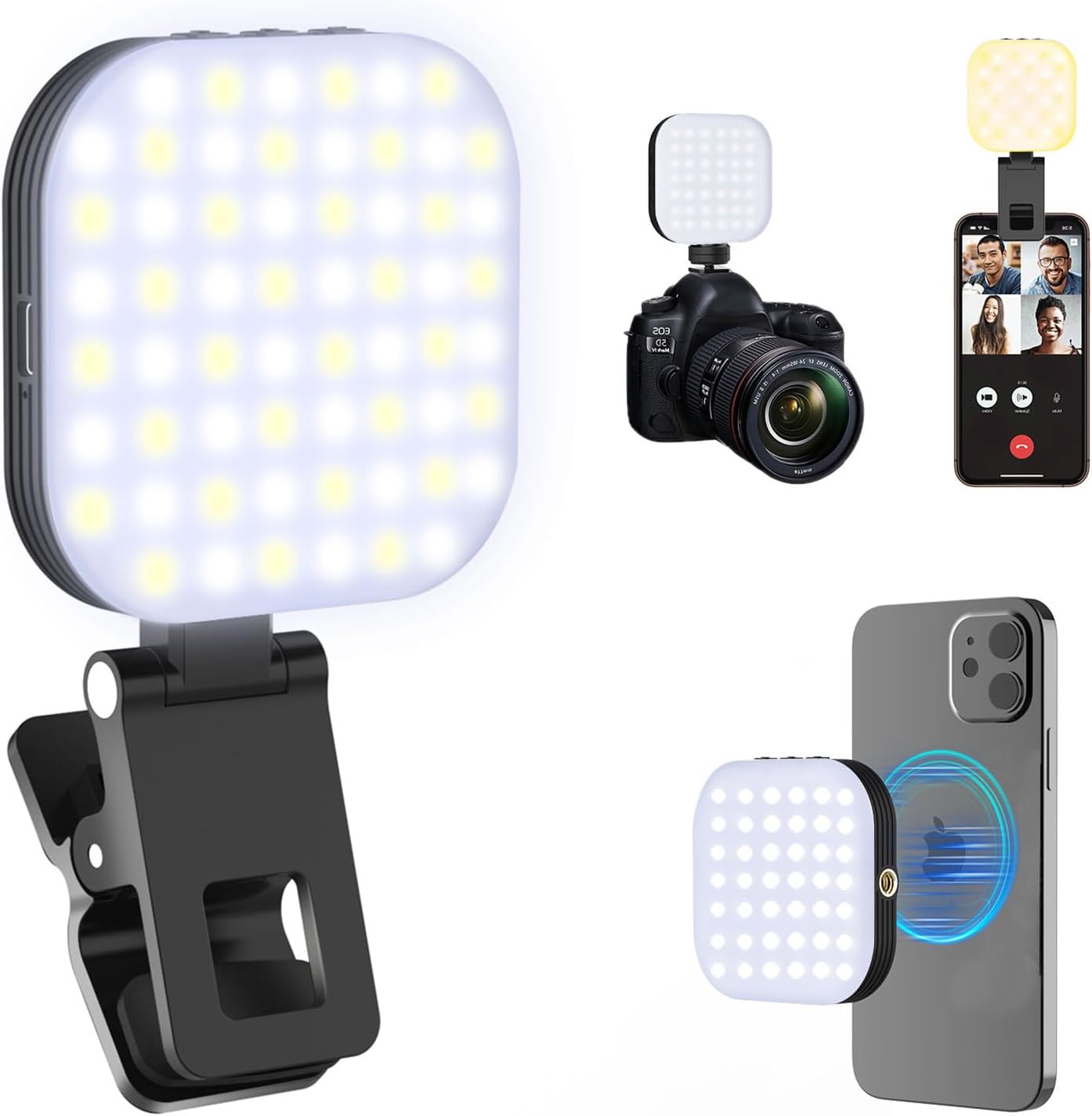 Mini Magnetic Phone Selfie Light Compatible with iPhone Magsafe, Clip on Pocket Light for Tablet Laptop Computer Zoom Video Call TikTok YouTube Video Recording Phone Filming Makeup