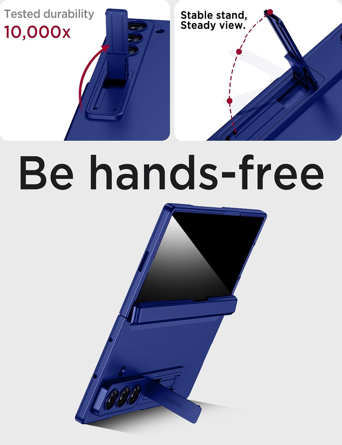 Miimall for Z Fold 7 Case with Privacy Screen Protector, [Military Grade Drop Protection] Built-in Adjustable Kickstand & Magnetic Hinge Protection Shockproof Phone Case for Galaxy Z Fold 7 Navy Blue