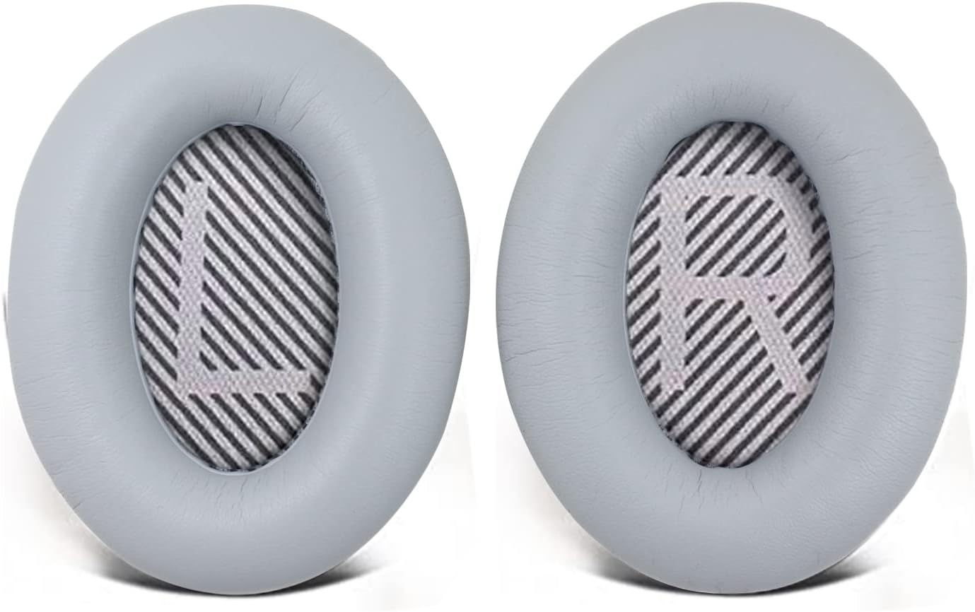 Replacement Ear Pads for Bose QuietComfort 35 35 II 15 25(qc 35 25 15/QC35 ii), Headphone Ear Covers, High Density Memory Cotton, Soft Leather, Adaptive Noise Isolation Headphones Pads Cushions-Grey
