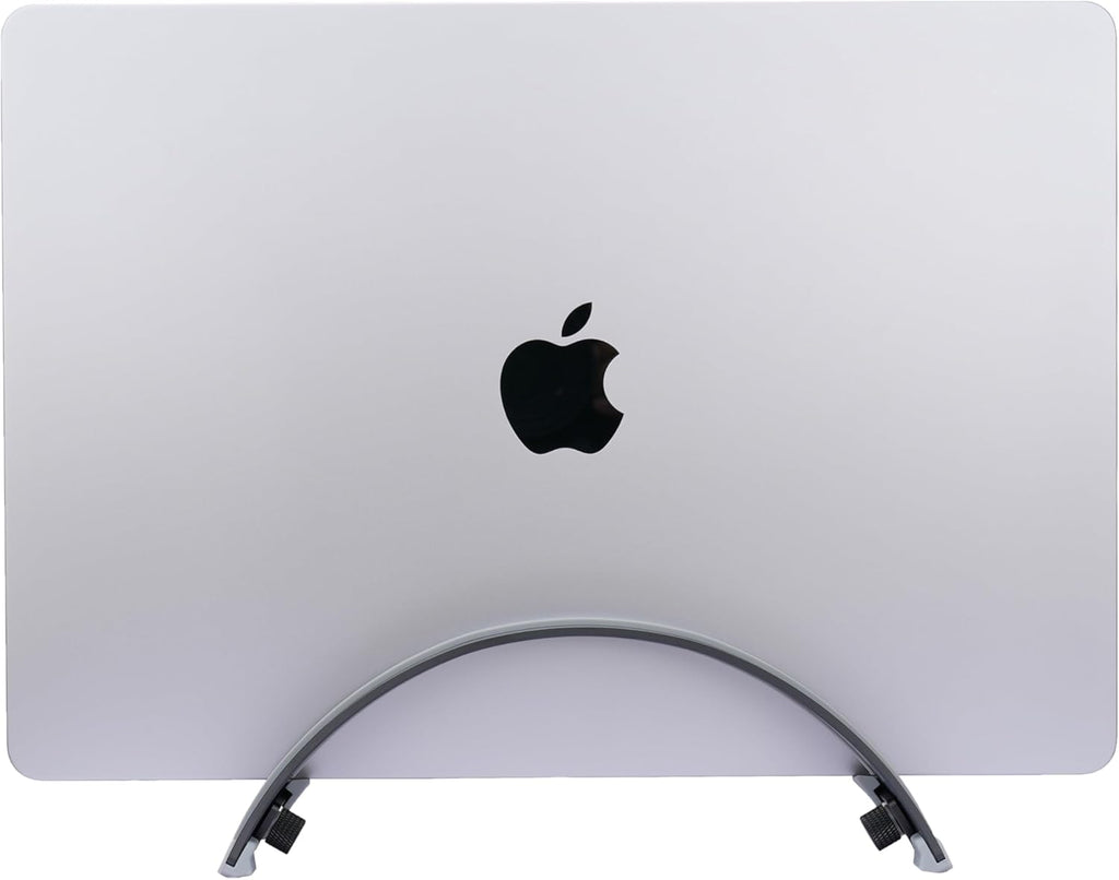 Adjustable Vertical Laptop Stand - 6061 Aluminum, CNC Precision, Anodized Finish, Fits All Laptops Including 17-inch, Ventilated Design, Anti-Slip Silicone Pads, ARC Shaped Stands