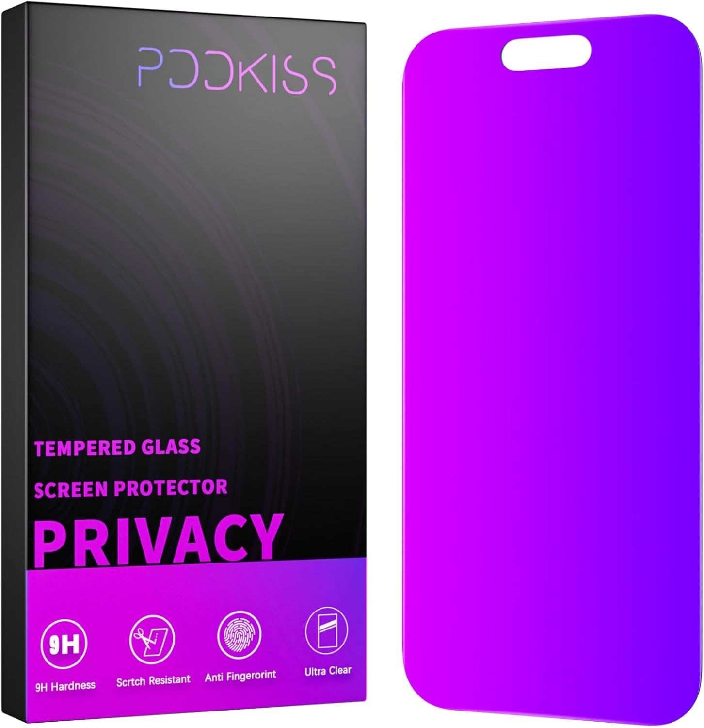 Compatible for iPhone 16 Privacy Screen Protector Tempered Glass 6.1 Inch, Purple Gradient Anti Spy Anti Blue Light HD Easy Installation