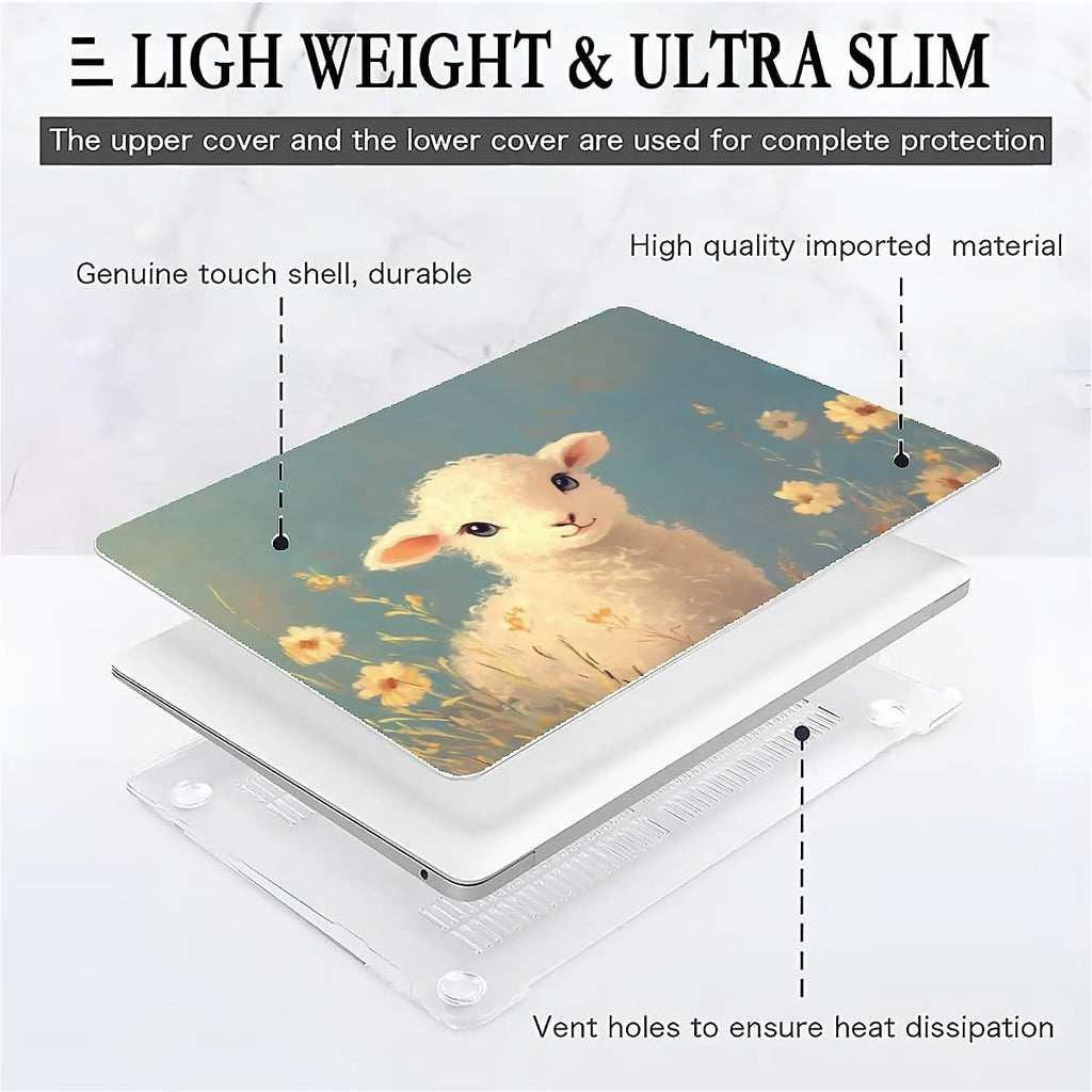 Compatible with MacBook Air 13.3 13.6 Inch Case 2022 2021 2020 2019 Plastic Hard Shell Case Cover,13.6 Air (A2681) M2 2022, Cute Little Lamb