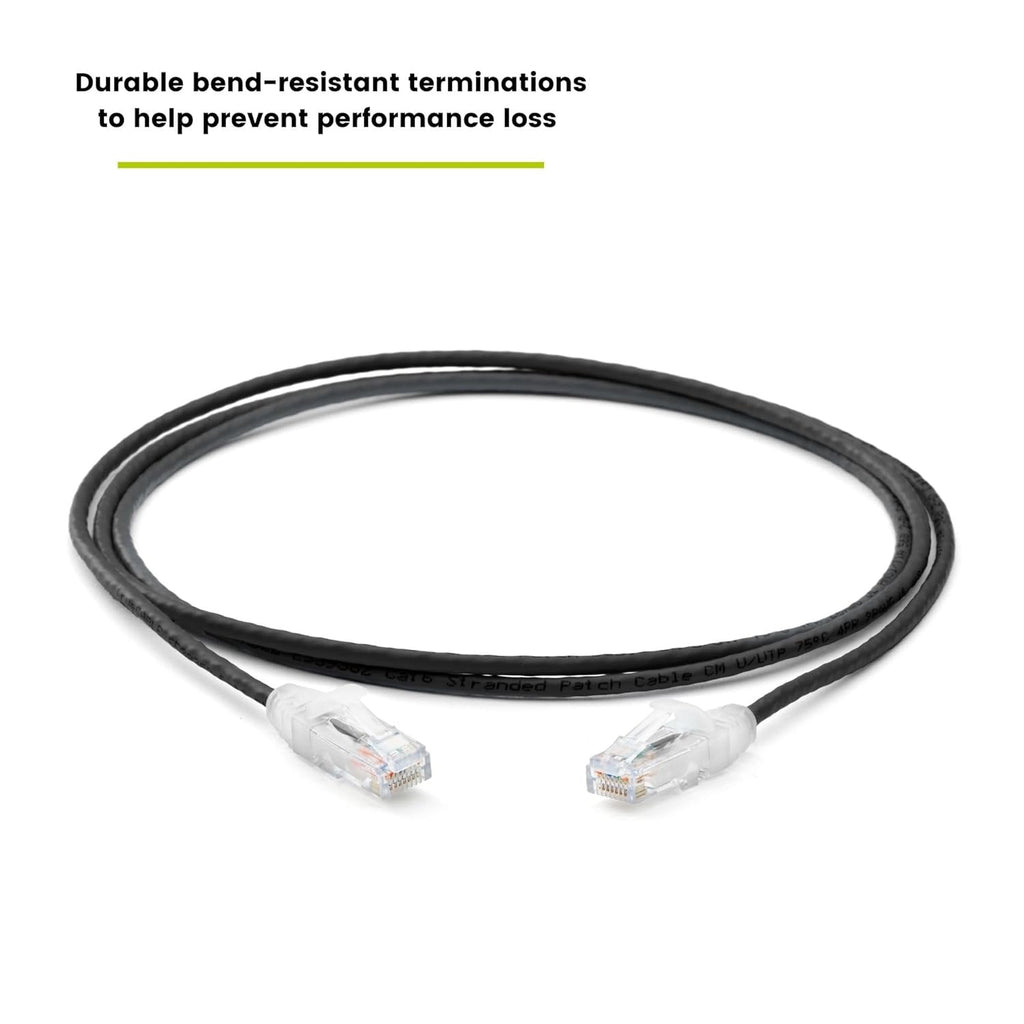 TRUECABLE Cat6 Component Rated Patch Cable, Unshielded (U/UTP), 5ft, Black, 28AWG Solid Copper, Snagless 10G High-Speed Ethernet Cable, PoE++ 4PPoE 100W, UL Listed, RoHS-3, 1 Pack