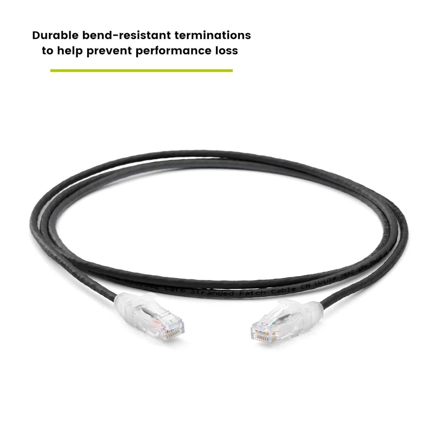 TRUECABLE Cat6 Component Rated Patch Cable, Unshielded (U/UTP), 7ft, Black, 28AWG Solid Copper, Snagless 10G High-Speed Ethernet Cable, PoE++ 4PPoE 100W, UL Listed, RoHS-3, 1 Pack