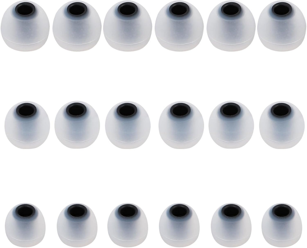 Silicone Replacement Earbud Tips Earbud Covers Fit for in-Ear Headphones (Inner Hole 3.8mm -5.1mm) Earbud Replacement Tips Earbud Rubber Tips 9 Pairs S/M/L, transparent/Black