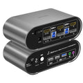 2 Computers 2 Monitors (HDMI + DP) Automatic KVM Switch, 4K@144Hz, 2K@240Hz, Hotkey Switching, Audio and Microphone Output, Aluminum Shell Digital Display, HDR10 with Cables