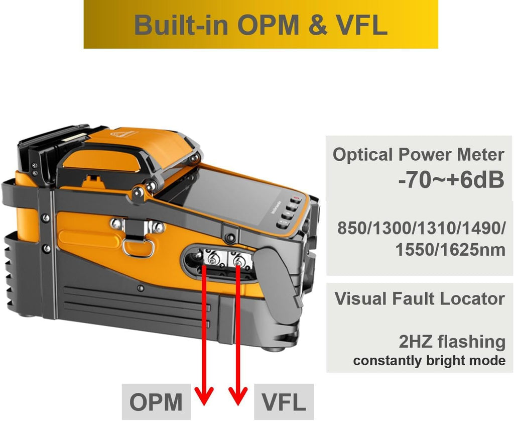 AI-9 Fiber Fusion Splicer Machine with Tutorial Videos Fusion Splicer Fiber Optic Core Alignment with Automatic Focus and 6 Motors for Trunk Line Construction, FTTH and Cable Splicing Projects
