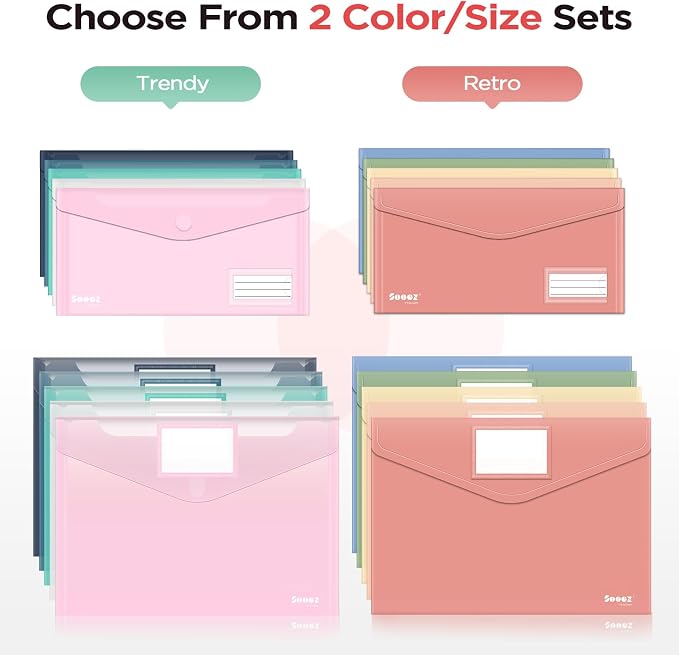 Sooez 20 Pack Plastic Envelopes, Plastic File Folder, Folders - Image 2