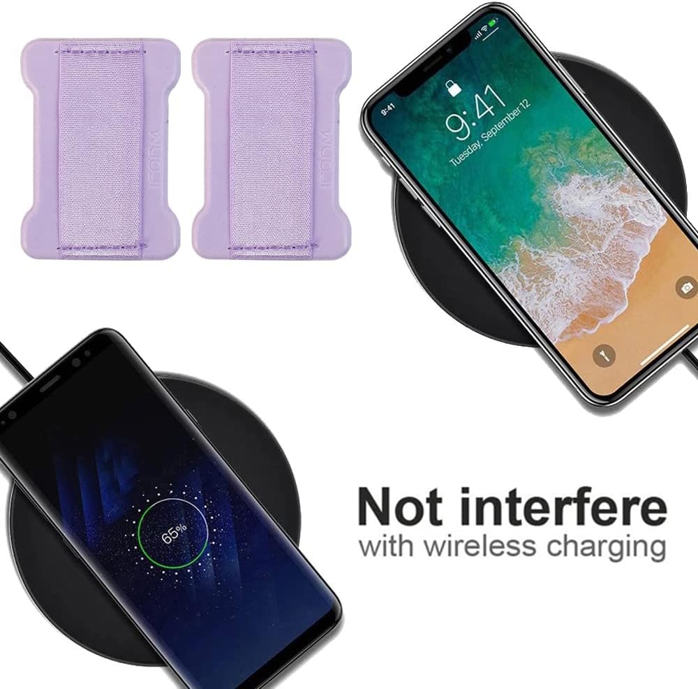 Universal Phone Grip for Smartphones - Phone Holder for Hand for Back of Phone - Wireless Charging Compatible (Black Purple) 2PC