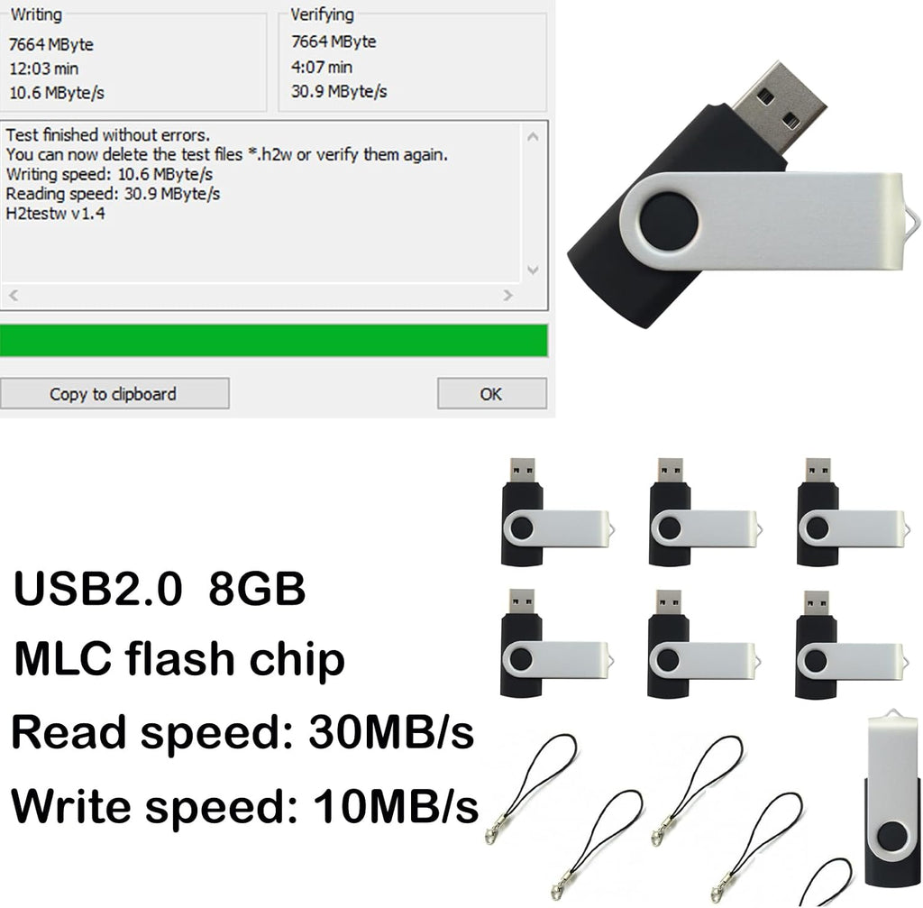 lcwamy 8GB Flash Drives 50 Pack USB Drives Bulk USB Flash Drive 50 Pack Thumb Drive Pack Flash Drive Bulk Memoria USB CupShadow (Black, No Logo)