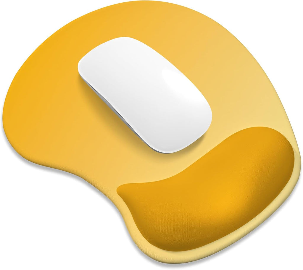 ITNRSIIET Ergonomic Mouse Pad, Cushioned Gel Wrist Rest, Non-Slip Base, Smooth Surface, Cute Multi-Color, 9.5 x 8.2 in, Yellow Gradient