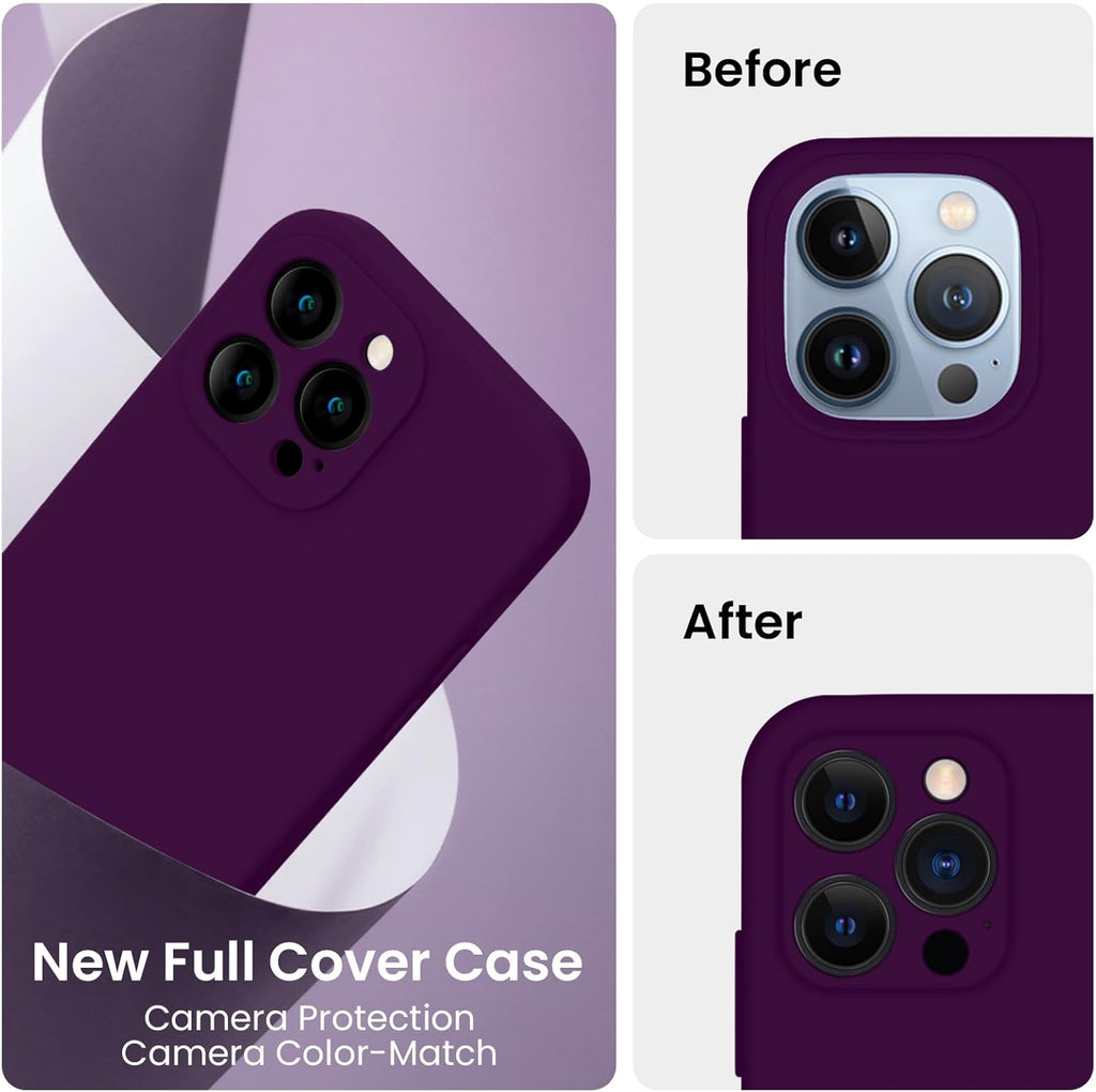 FireNova Designed for iPhone 13 Pro Max Case, Silicone [Camera Protection] Phone Case with [2 Screen Protectors], Soft Anti-Scratch Microfiber Lining Inside, 6.7 inch, Wine Red