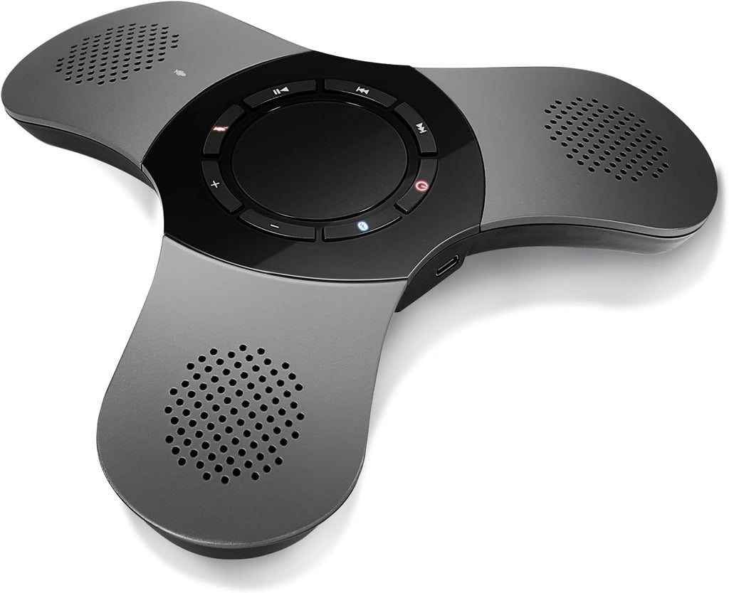 Conference Speaker with Microphone 360°Voice Pickup USB-C Speakerphone Home Office Compatible Skype/Teams/Zoom Noise Cancelling Omnidirectional Meeting Room Bluetooth Speaker with Mic for 10 People