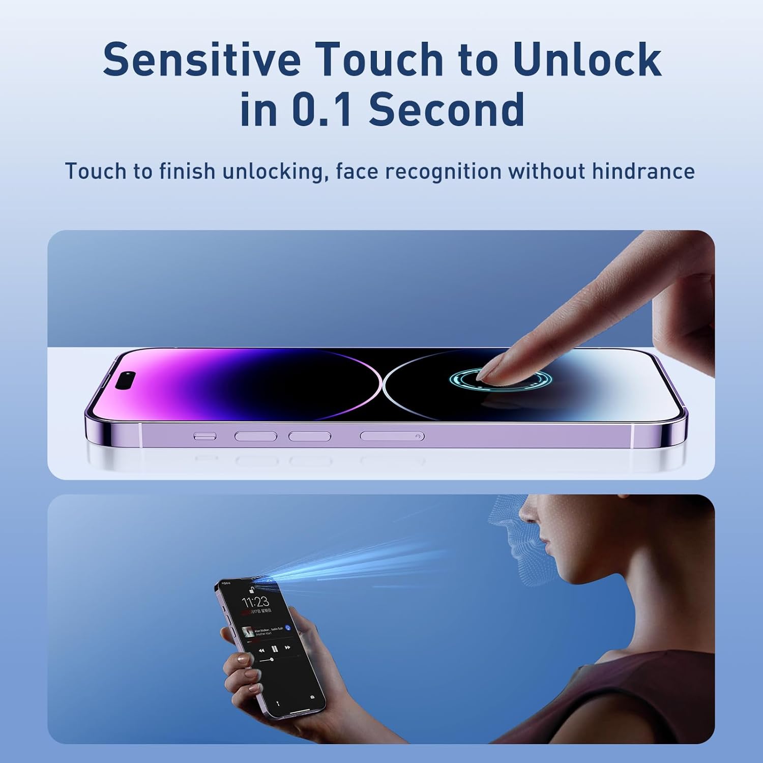 [Auto Alignment Kit] for iPhone 14 Pro Max Screen Protector Blue Light [6.7 inch] Full Coverage Dynamic Island Compatible, Anti Glare Anti Blue Light Tempered Glass Film, Case Friendly,2 Pack