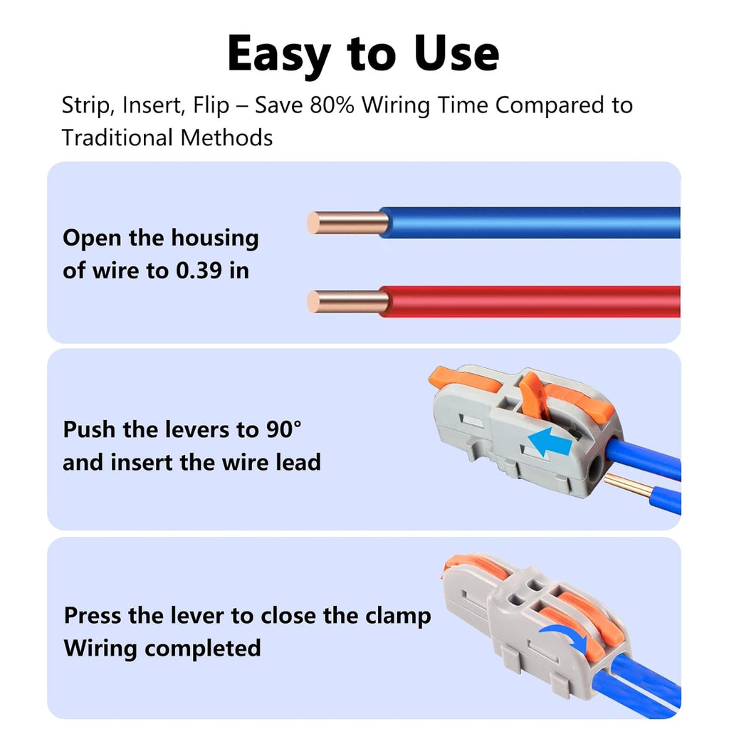 10Pcs 2 to 1 Wire Connectors Small Electrical Cable Splicing Splitter Terminal Block Inline Splice Snap Splicer for Residential Speaker Gauge Push DIY Splicing into 4/6/8/9/10 Way