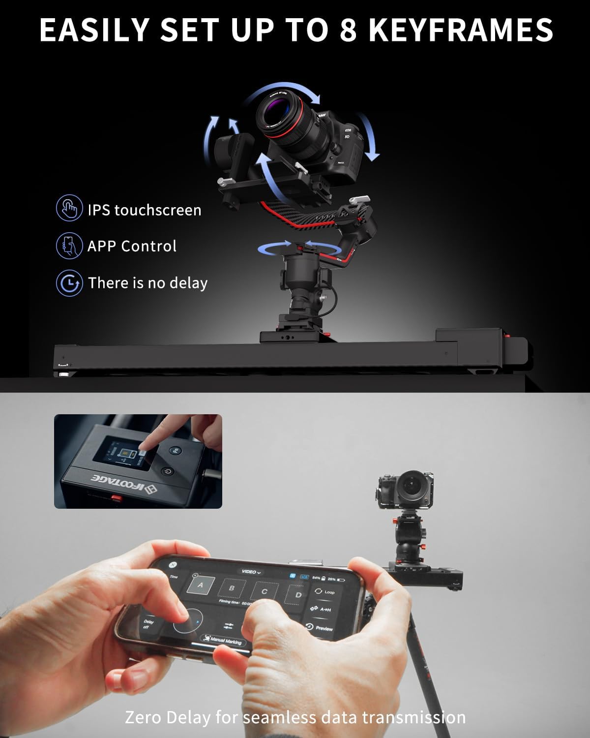 IFOOTAGE Shark Slider Nano II 660,Motorized Camera Slider,Compatible with DJI RS2, RS2Pro, RS3 Pro, RS4, RS4 Pro,Video Stabilizer Rail,Video,Timelapse,Panorama,Stop Motion,Marco,Max.Payload 15.4lbs