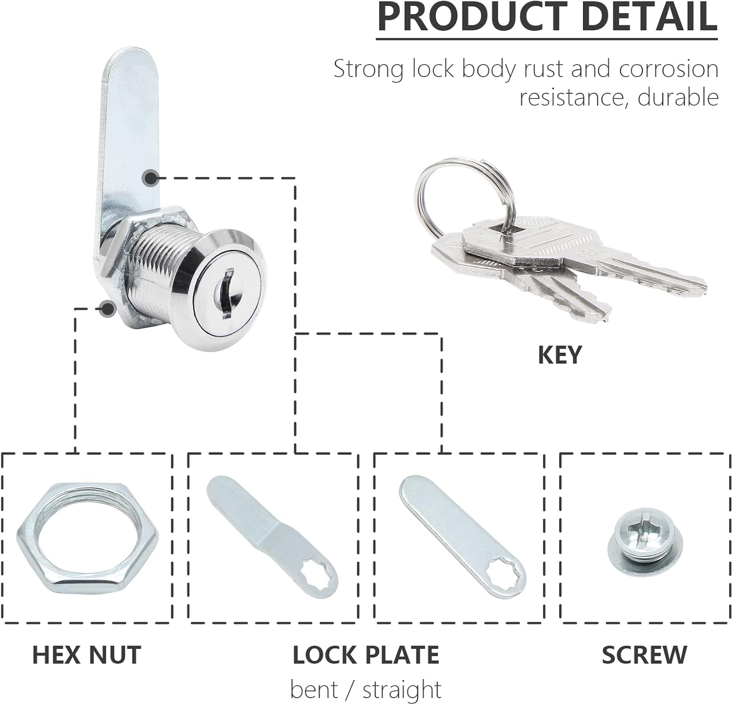 Uenhoy 6 Pack Cam Locks Keyed Alike, 1" (25mm) Cam Lock Set for Drawers Mailbox Tool Box RV, File Cabinet Locks with Keys