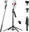 TELESIN 63" Smart Auto-Face Tracking Tripod with 360° Rotation, Remote & Gesture Control, No APP Needed, Compatible with Smartphone/Action Camera, Selfie Stick Tripod Stand for Video Live Streaming