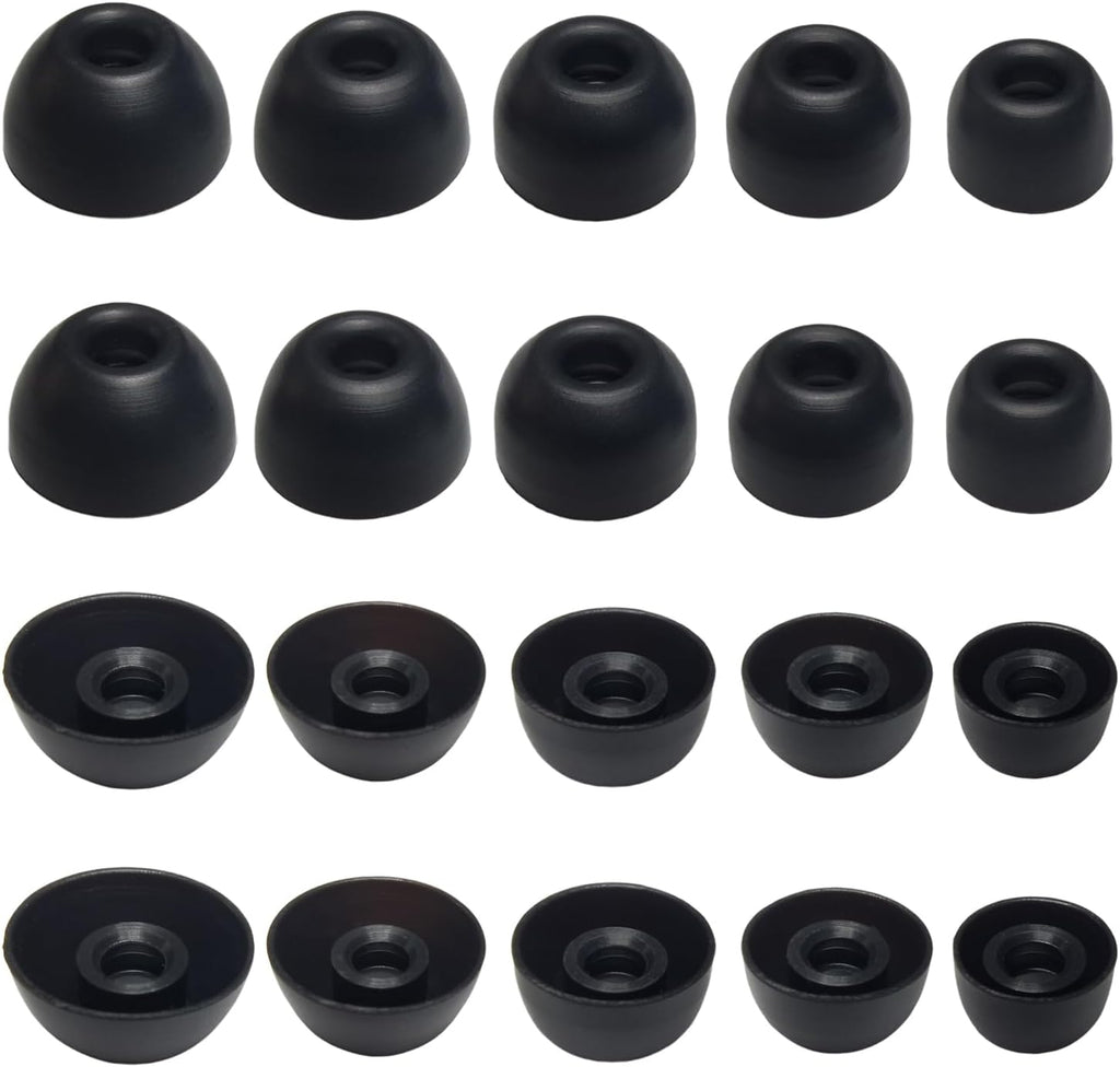 Silicone Earbuds Tips for Powerbeats Pro2 Replacement Ear Tips 10 Pairs XL/L/M/S/XS - Compatible with Beats Studio Buds/Beats Fit Pro/Solo Buds, Black