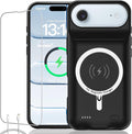 Battery Case for iPhone Air, Upgraded 12000mAh Rechargeable Portable Extended Battery Pack Supported Qi Wireless Charging Case Compatible with iPhone Air(6.5 inch) Charger Cover Power Bank (Black)