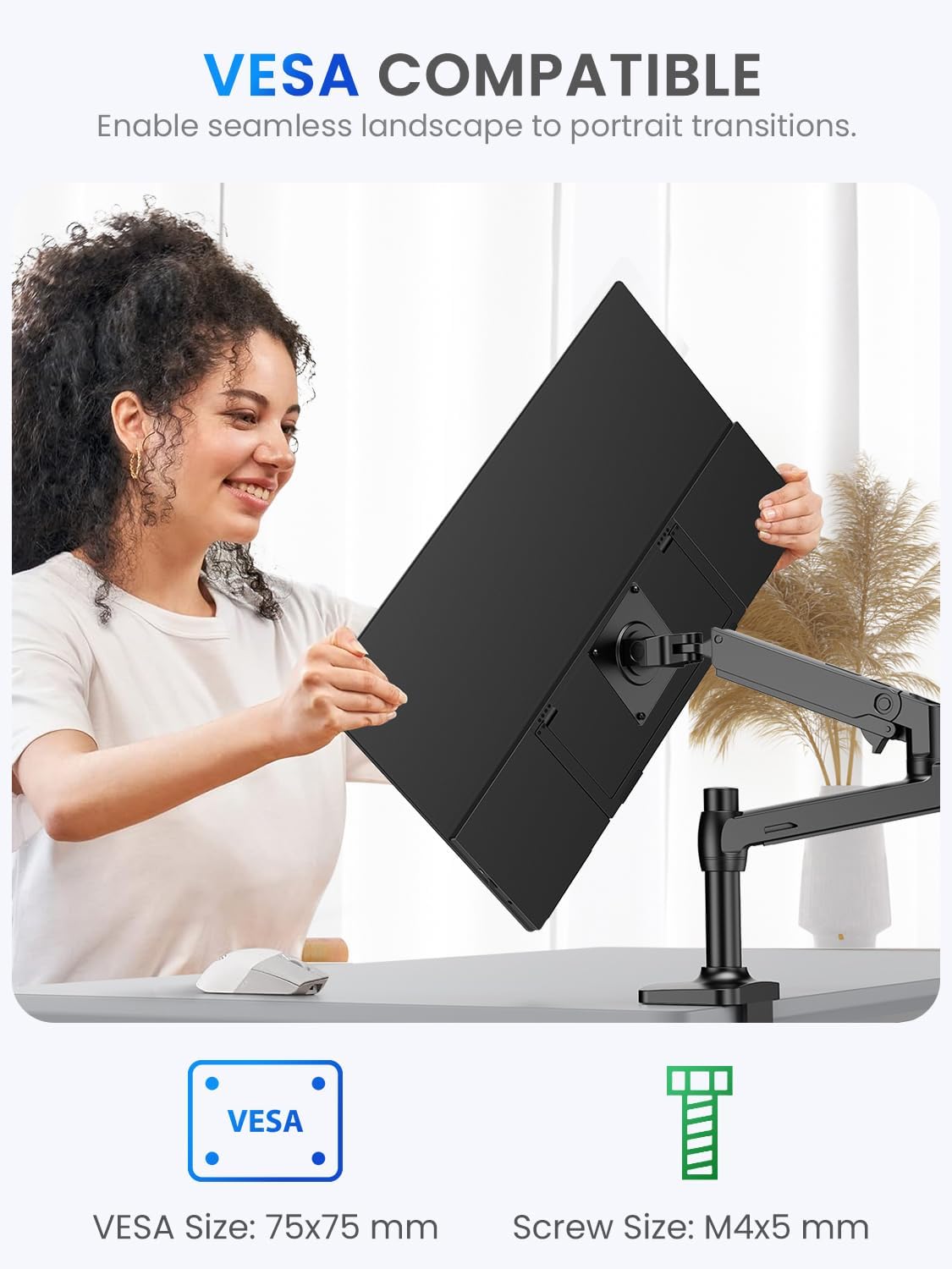 UPERFECT 21.5” 120HZ Portable Monitor w/Kickstand & VESA, Large Portable Gaming Monitor with HDMI Type C, External Dispaly for Laptops, Steamdeck, MacBook, Phones, Mini PC