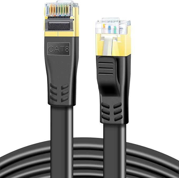 DDMALL CAT 8 Ethernet Cable 10ft, High Speed 40Gbps 2000MHz Shielded Flat CAT8 by DDMALL