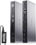 Displaylink Docking Station, USB C DisplayLink Dock Dual Displays for MacBook M1/M2/M3/M4 Windows, 4K@60Hz Displaylink Dock with 2 HDMI, 2 Display Port, 2USB C Data, 6 USBA, Ethernet, Audio