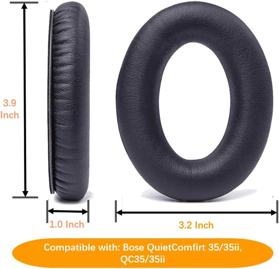 QOQOON Professional Headphone Replacement Ear Pads for Bose QuietComfort 35 2 15 25 Earpads Cushion for QC2 QC15 QC25 SoundTrue SoundLink Around-Ear Headphones (QC35/35ii, Black Cushion + Black Mat)