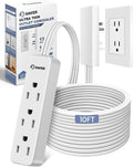 Saker Outlet Concealer Power Strip | 10ft Flat Plug Extension Cord with 3 Outlets,1625W | Universal Size Baby Proof Outlet Cover Extension Cord for Kitchen, Home and Office(10ft)