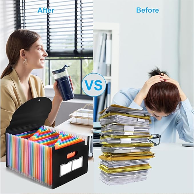 25 Pockets Accordion File Organizer 2 Packs Desktop Expanding File Folders - Image 5