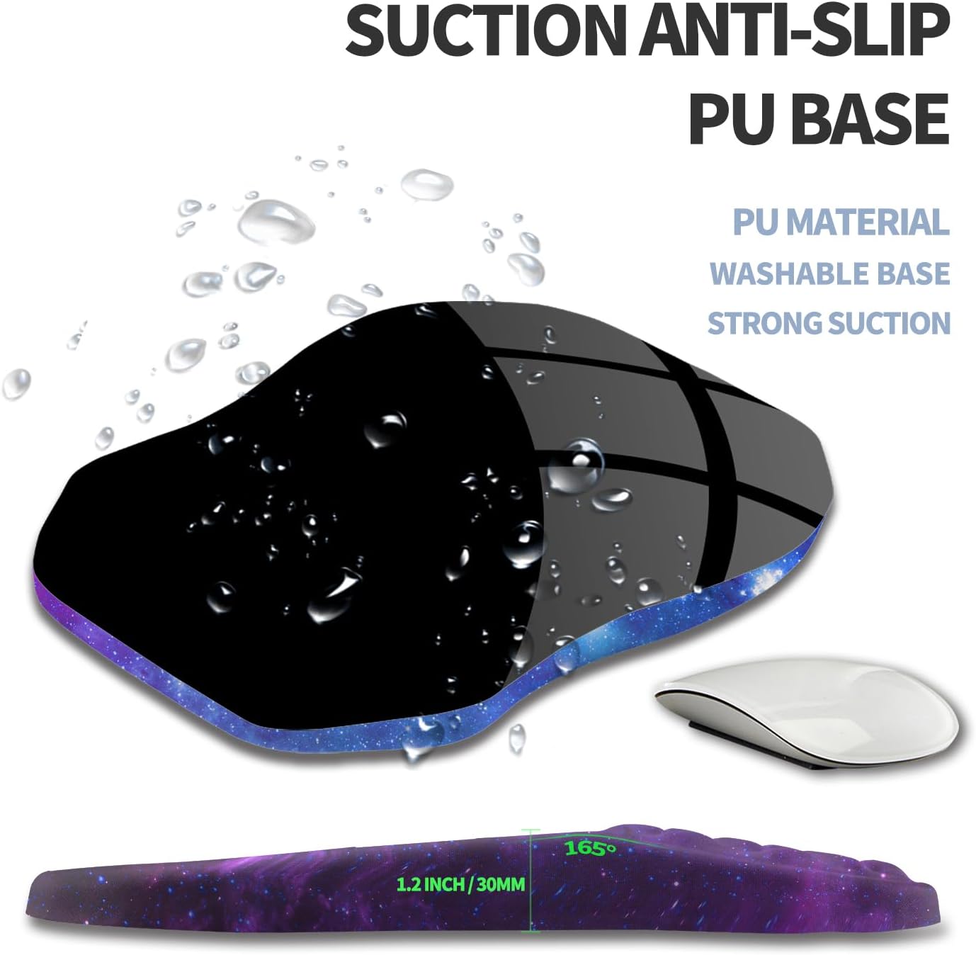 Ergonomic Raised Mouse Pad Wrist Support with Bilateral Slope Memory Foam Mousepad for Wrist Rest and Carpal Tunnel Pain Relief 11.8x7.9〃Galaxy
