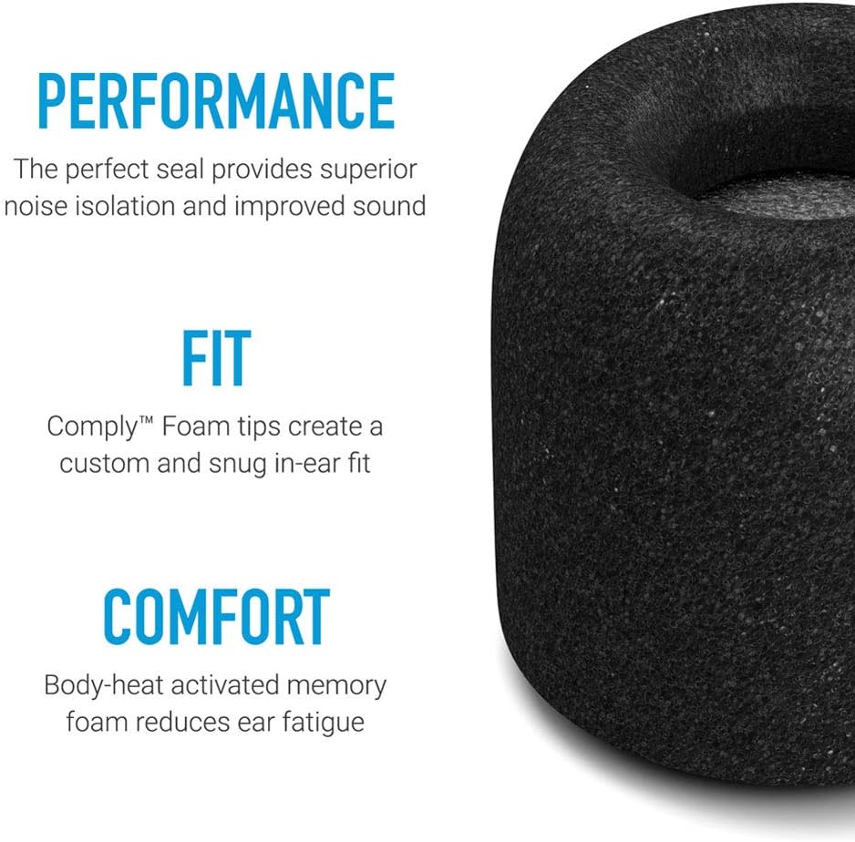 Comply Memory Foam Replacement Earbud Tips for Beats Fit Pro & Beats Studio Buds | Ultimate Comfort, Secure Fit, Superior Noise Isolation | Black (S/M/L) (3 Pairs)