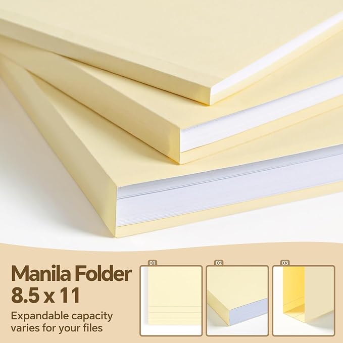 File Folders, 21 Pack Manilla Folders 8.5x11, 1/3 Cut Tabs Manila File Folders - Image 2