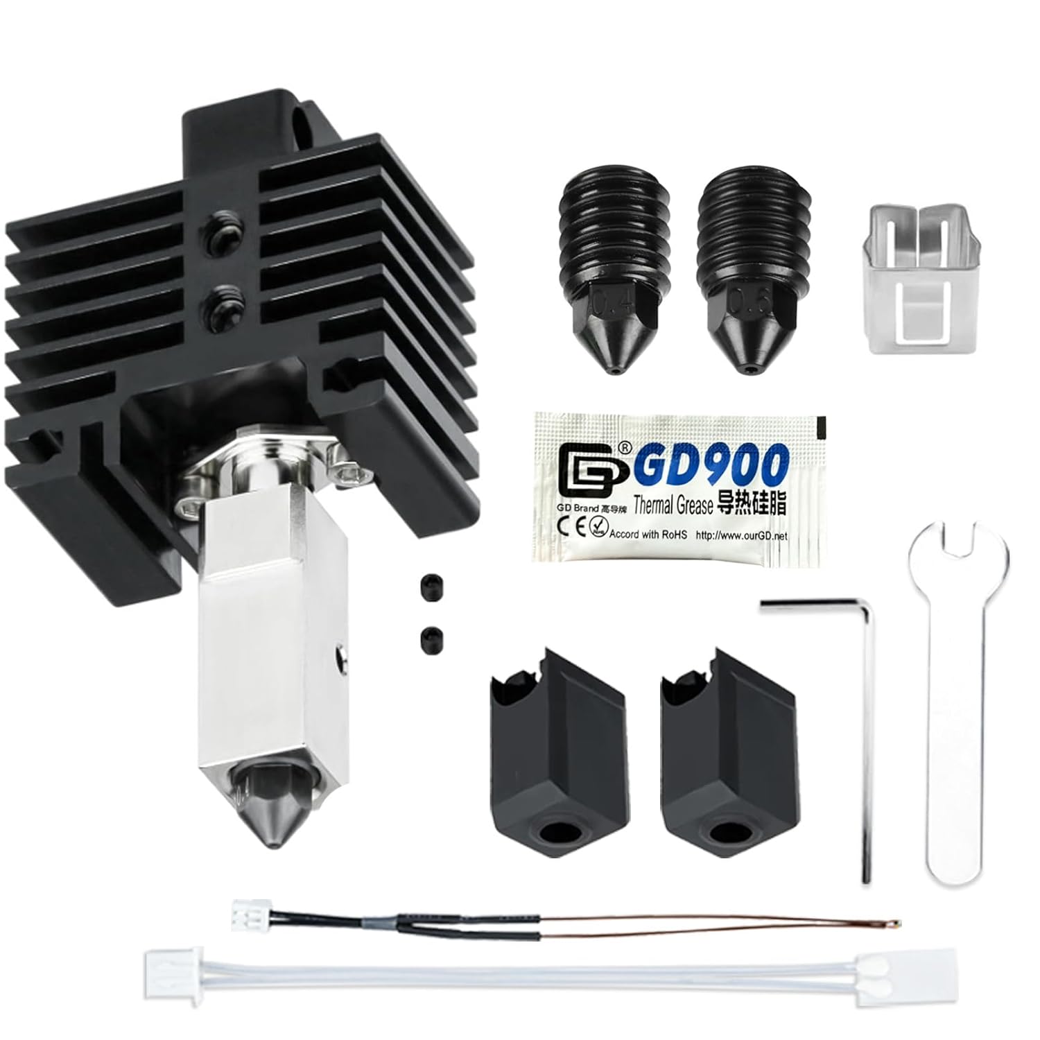 JUUPINE Upgraded Bambu Labs Hotend X1 Carbon Assembly for Bambu Lab X1/X1C 3D Printer,24V 60W Ceramic Heater HotEnd Kit with Removable Hardened Steel 0.4mm Nozzle for Bambu Labs X1 Series 3D Printers