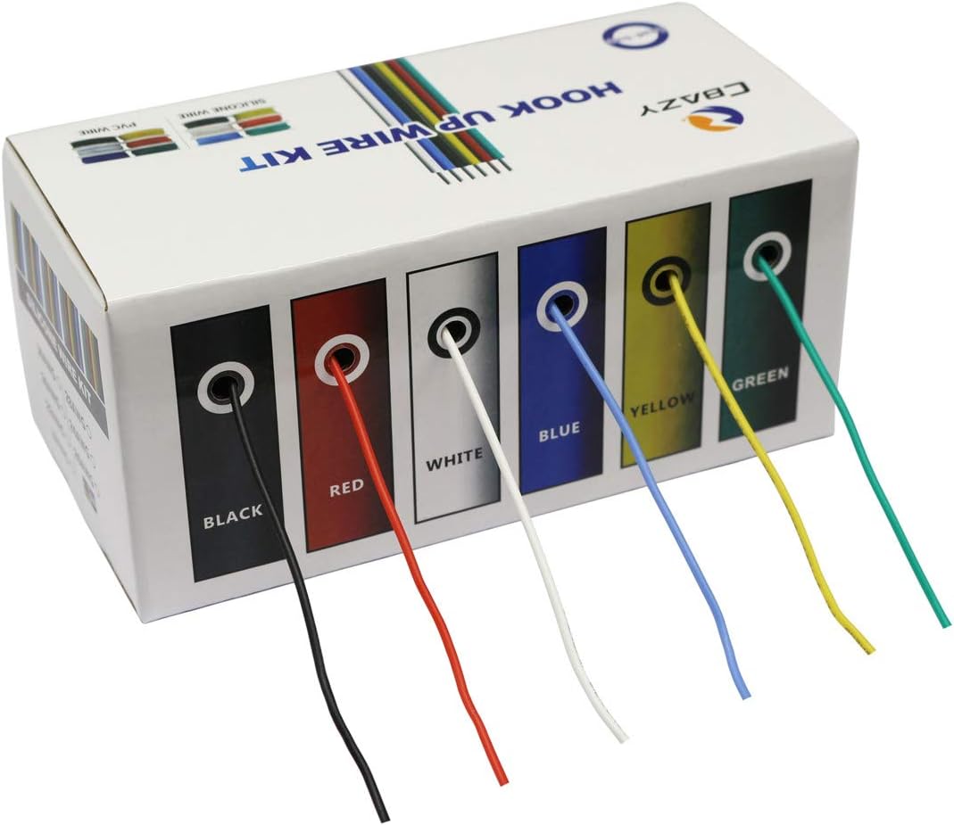 Hook up Wire Kit (Stranded Wire Kit) 18 Gauge Flexible Silicone Rubber Electric Wire 6 Colors 16.4 feet Each 18 AWG