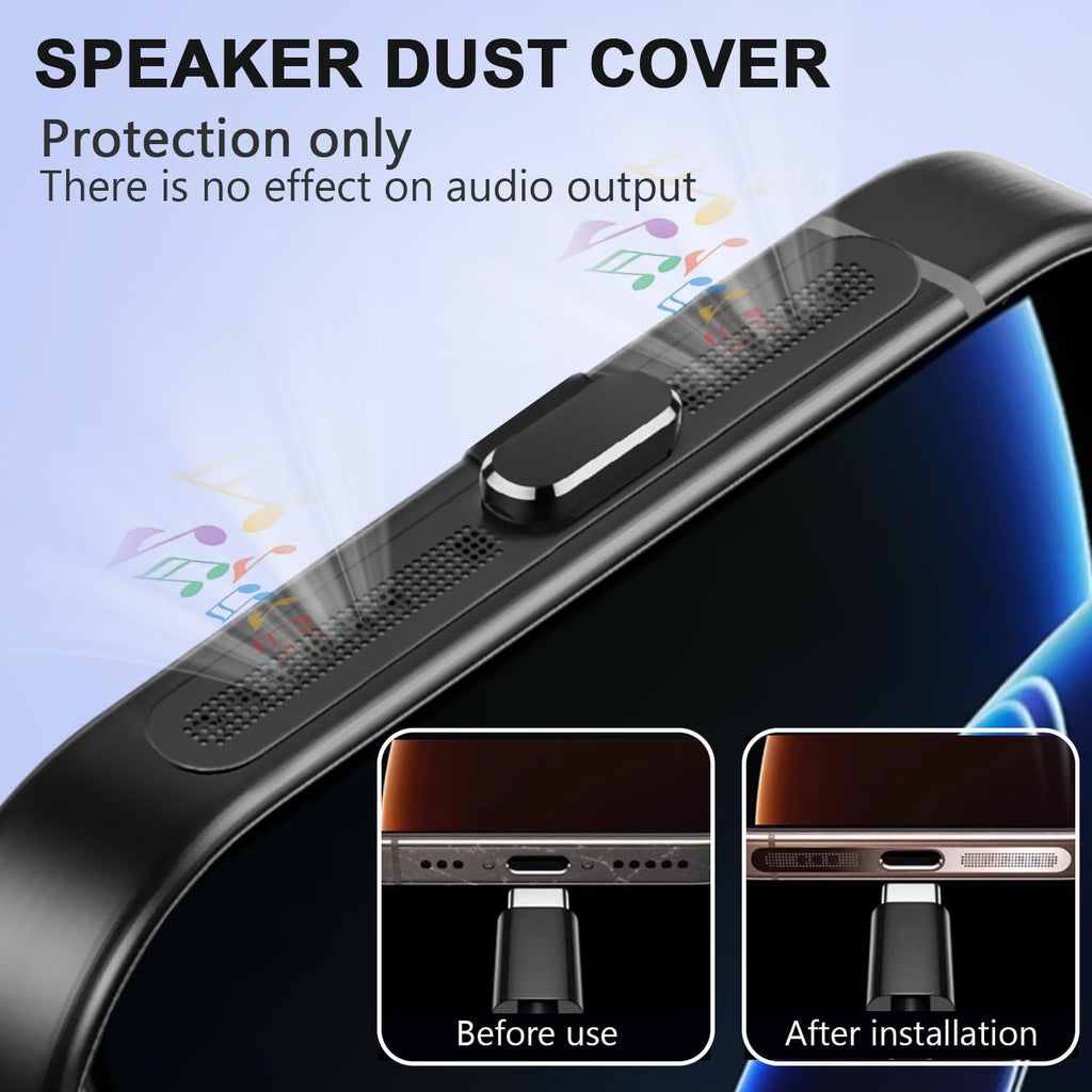 6 Pack USB C Dust Plug, Anti-Lost USB C Plug Cover USB C Charging Port Protector Cover with Speaker Dust Cover Compatible with iPhone, 16, 15 (Pro, Plus, Pro Max) iPhone 17