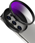 67mm Variable ND2-ND400 Filter for Phone, VND Lens with Phone Clip, Adjustable Neutral Density Filter Compatible with iPhone 16 15 14 13 Pro Max Plus Samsung Galaxy Moto Google TCL DSLR Cameras