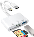 SD Card Reader for iPhone, iPad, USB C and Lightning Dual Port SD Card Adapter, Memory Card Reader for Camera Adapter, Support SD, Micro SD, USB 3.0, No App Driver Required
