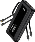 Portable Charger with Built in Cables, Slim 10000mAh Fast Charging 22.5W Power Bank USB C LED Display Battery Pack 6 Outputs & 2 Inputs for iPhone Samsung Pixel LG Moto iPad