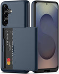 Nvollnoe for Samsung Galaxy S25 Case with Card Holder Dual Layer Heavy Duty Protective Case Hidden Card Slot Slim Wallet Cover for Samsung S25 6.2''(Blue)
