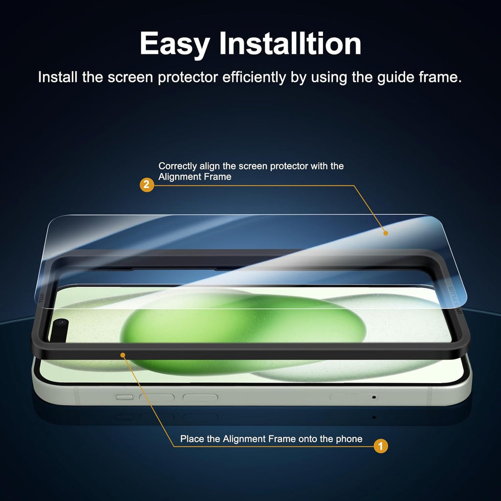 NEW'C 3 Pack Designed for iPhone 16 Plus,15 Plus Screen Protector (6.7 inches),Enhanced Tempered Glass Protection with easy installation tool included,Ultra Resistant