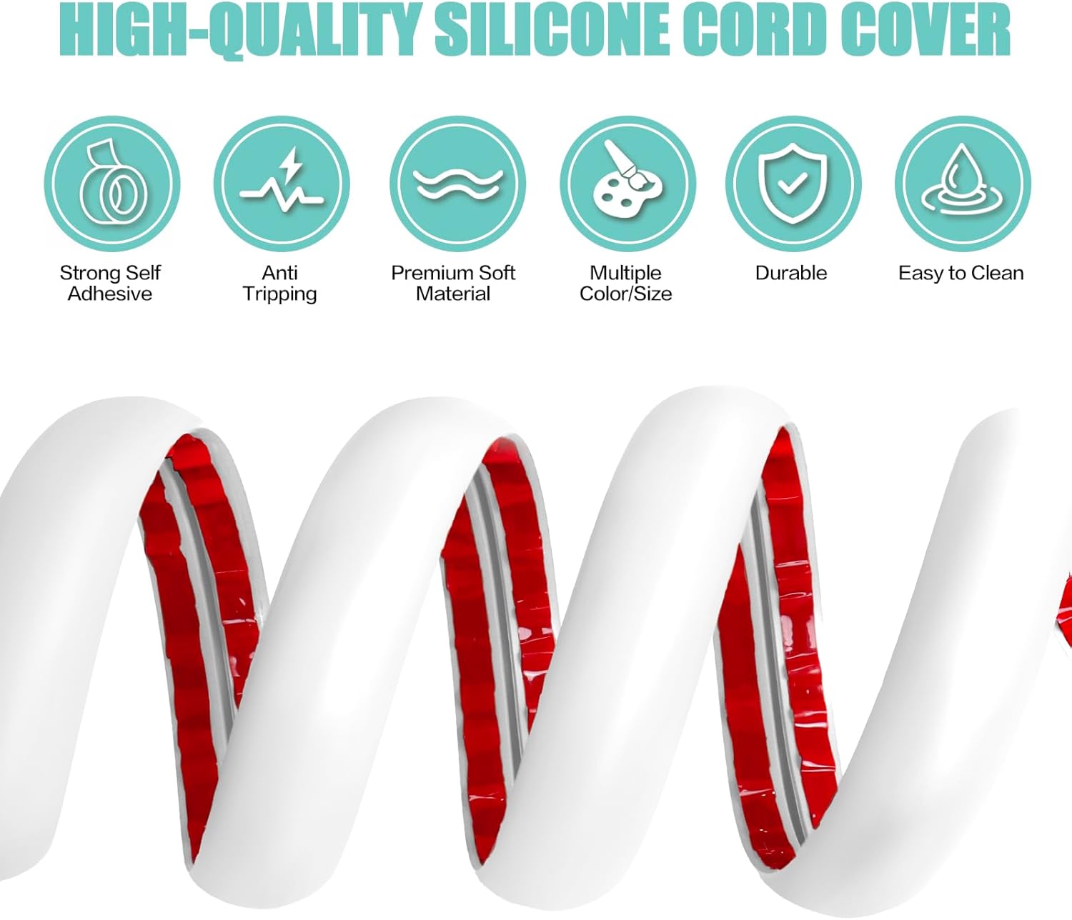 Floor Cord Cover Self Adhesive Cord Hider,10FT Cable Management, Extension Strip Protector for Wires, Prevent Cable Trips for Offices, Gyms, Exhibitions Cavity:0.47"(W) x 0.35"(H) White