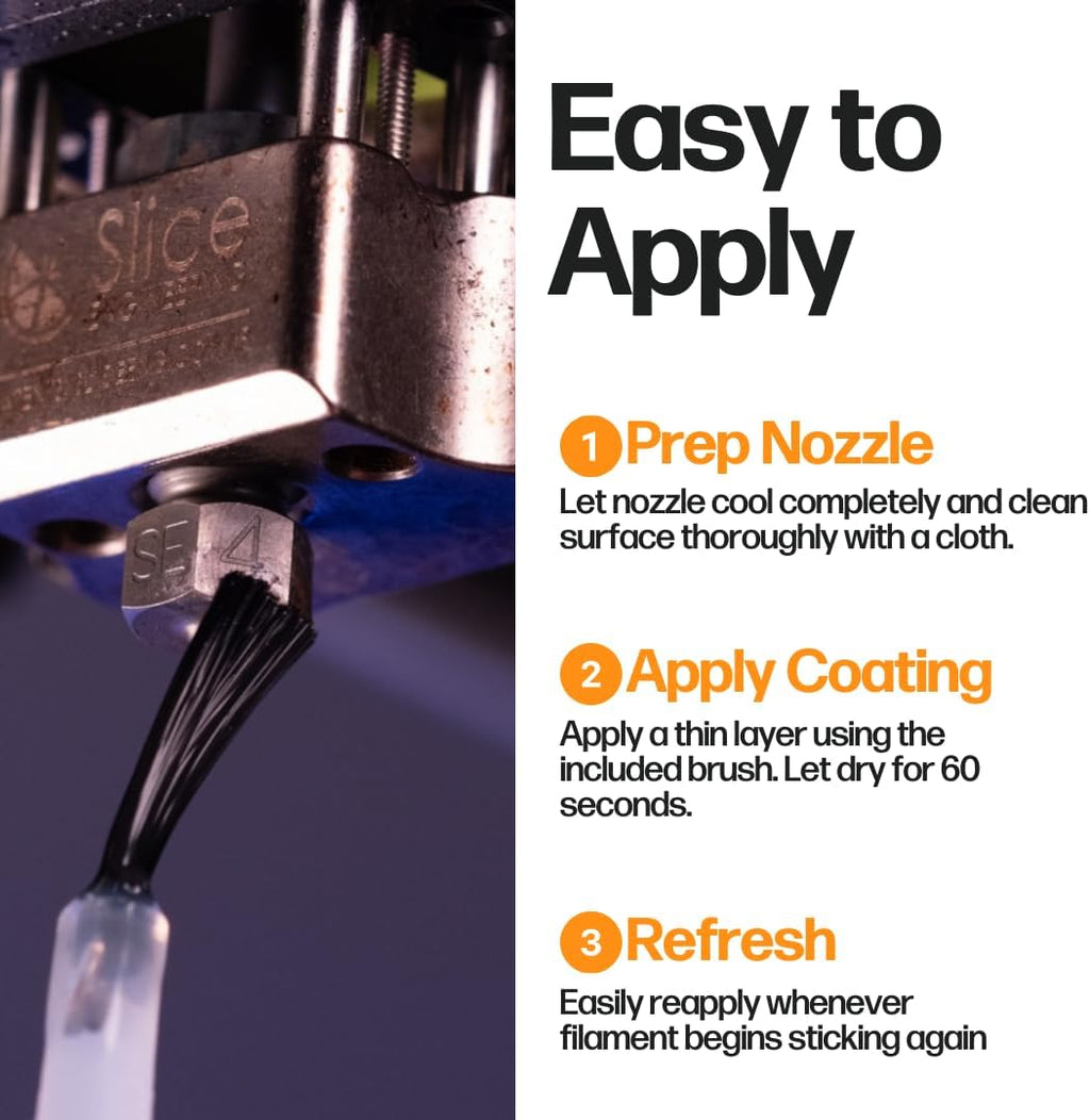 Slice Engineering Plastic Repellent Paint Repels Plastic & Prevents Buildup on the Nozzle | Get Enhanced Print Quality | Hassle-Free Application | Water-Based PTFE Nanosuspension (3 mL - 3 Pack)