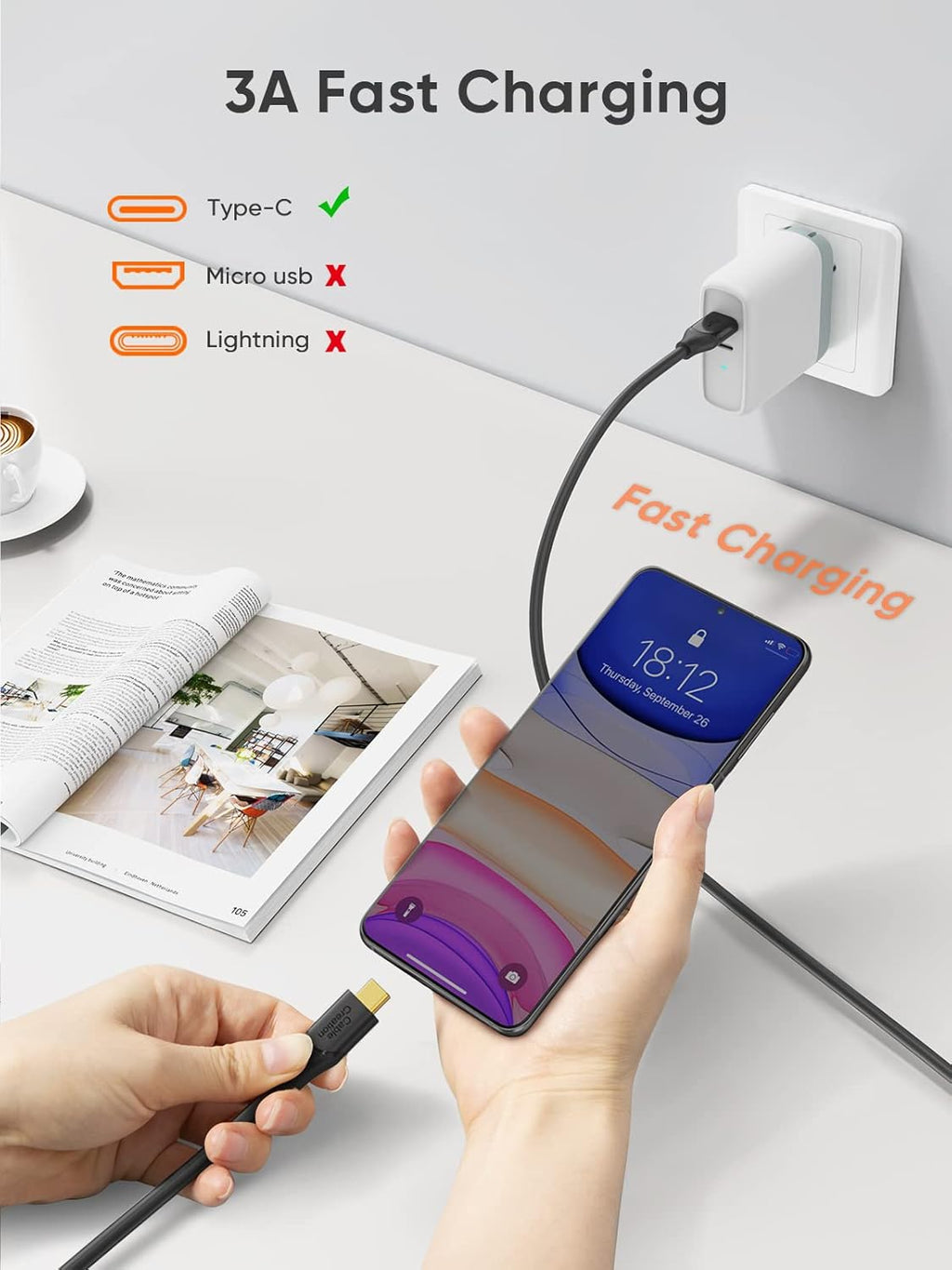 CableCreation USB C to USB A Cable 5FT, USB 3.1 USB 3.2 Gen2 10Gbps USB A to C Data Cable, Android Auto 3A for USB C External SSD MacBook Pro iPad, Galaxy S24/S23+, iPhone 16/15, 1.5m