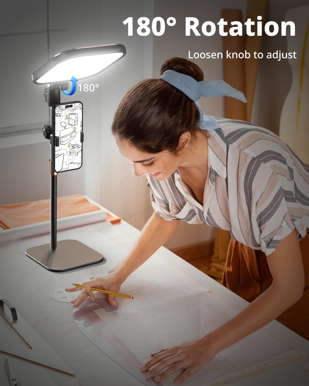 UBeesize Zoom Lighting for Computer, Video Conference Lighting for Video Calls, Desk Light with Stand and Phone Holder for Webcam, Home Office, Podcast, Online Meetings, Live Streaming（2 Pack