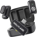 Hollyland LARK A1 Wireless Microphone for iPhone 15/16 & Android, 48kHz/24-bit, 3-Level Intelligent Noise Cancel, Mini Microphone for YouTube, Podcast, Vlogging (Black, 2TX + USB-C RX + Charging Case)