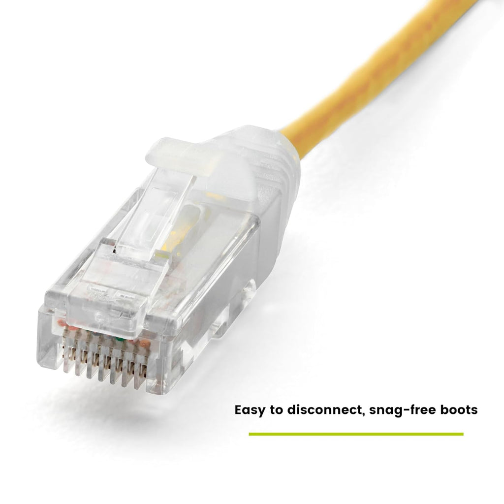 TRUECABLE Cat6 Component Rated Patch Cable, Unshielded (U/UTP), 10ft, Yellow, 28AWG Solid Copper, Snagless 10G High-Speed Ethernet Cable, PoE++ 4PPoE 100W, UL Listed, RoHS-3, 1 Pack